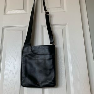 Radley London black leather crossbody bag.